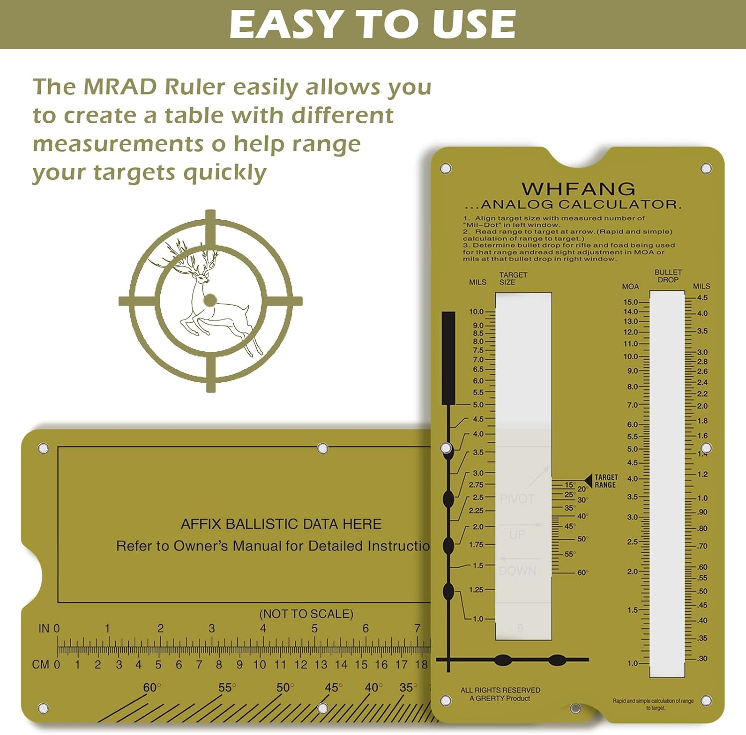 WHFANG Slide Rule Calculator, Professional Sniper Gear, Mrad Ruler Range to Target Calculator Quick & Easy Shooting Measurement Slide Rule Tool for Hunting and Long-Range Shooting : Sports & Outdoors