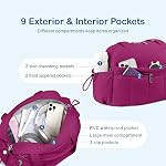 TOPDesign Travel Duffel Bag for Women, Puffer Gym Bag Sports Tote with Wet Pocket, Carry On Weekender with Luggage Sleeve, Dark Purple, Large, Casual