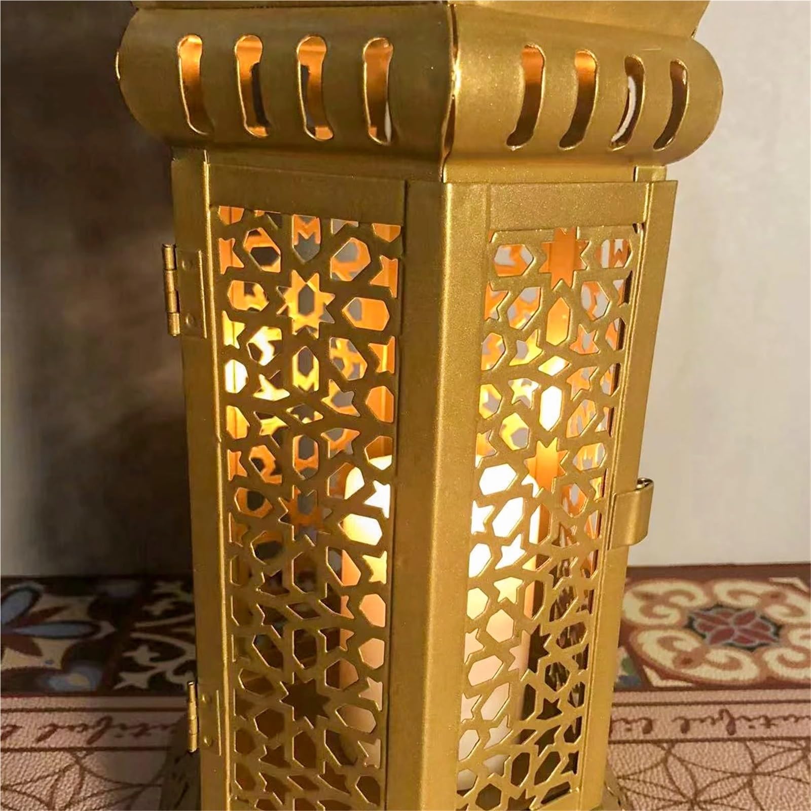 Lanterne a Candela Decorative 1 portavelas de Metal con Forma Farol, Elegante Hierro Forjado for el hogar, Ideal for Manualidades Mesa(L)