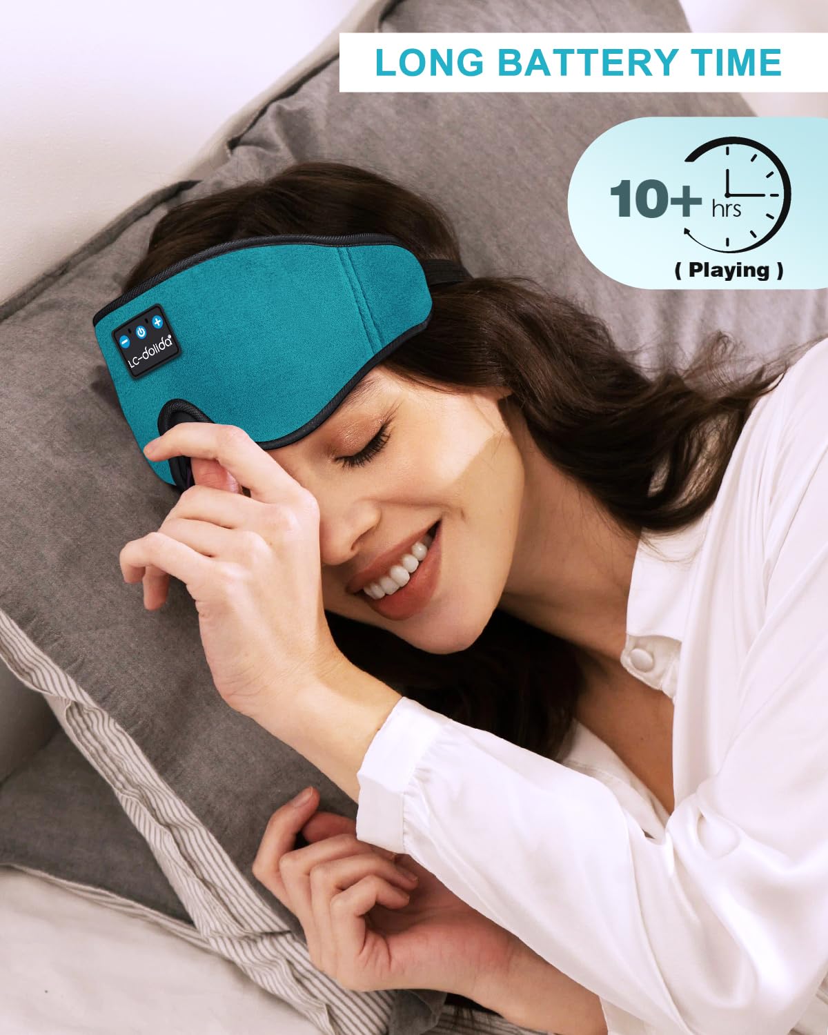 Sleep Mask with Bluetooth Headphones,LC-dolida Sleep Headphones Bluetooth Sleep Mask 3D Sleeping Headphones for Side Sleepers Best Gift and Travel Essential (Blue) view 4