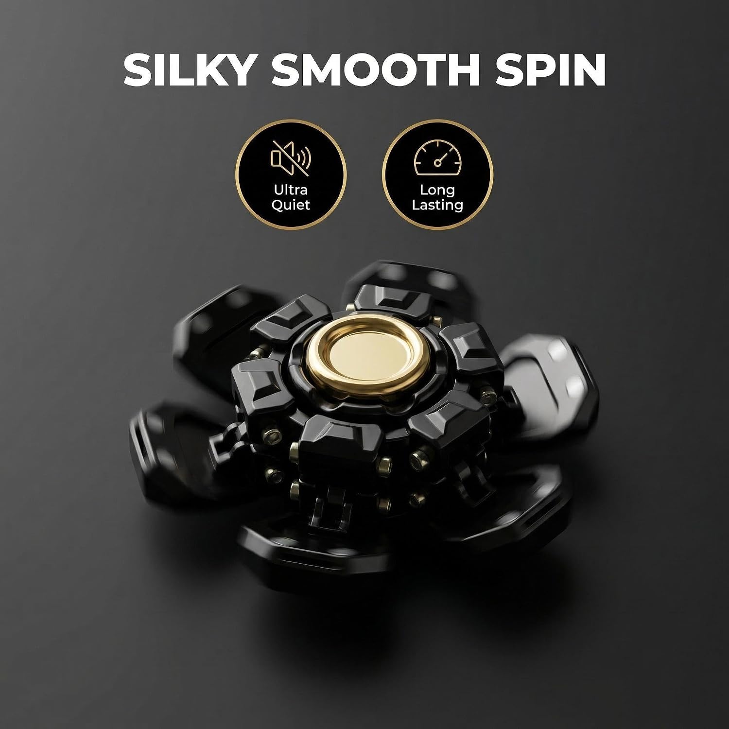 Transformable Metal Fidget Spinner - Premium EDC Desk Toy for Adults, Black