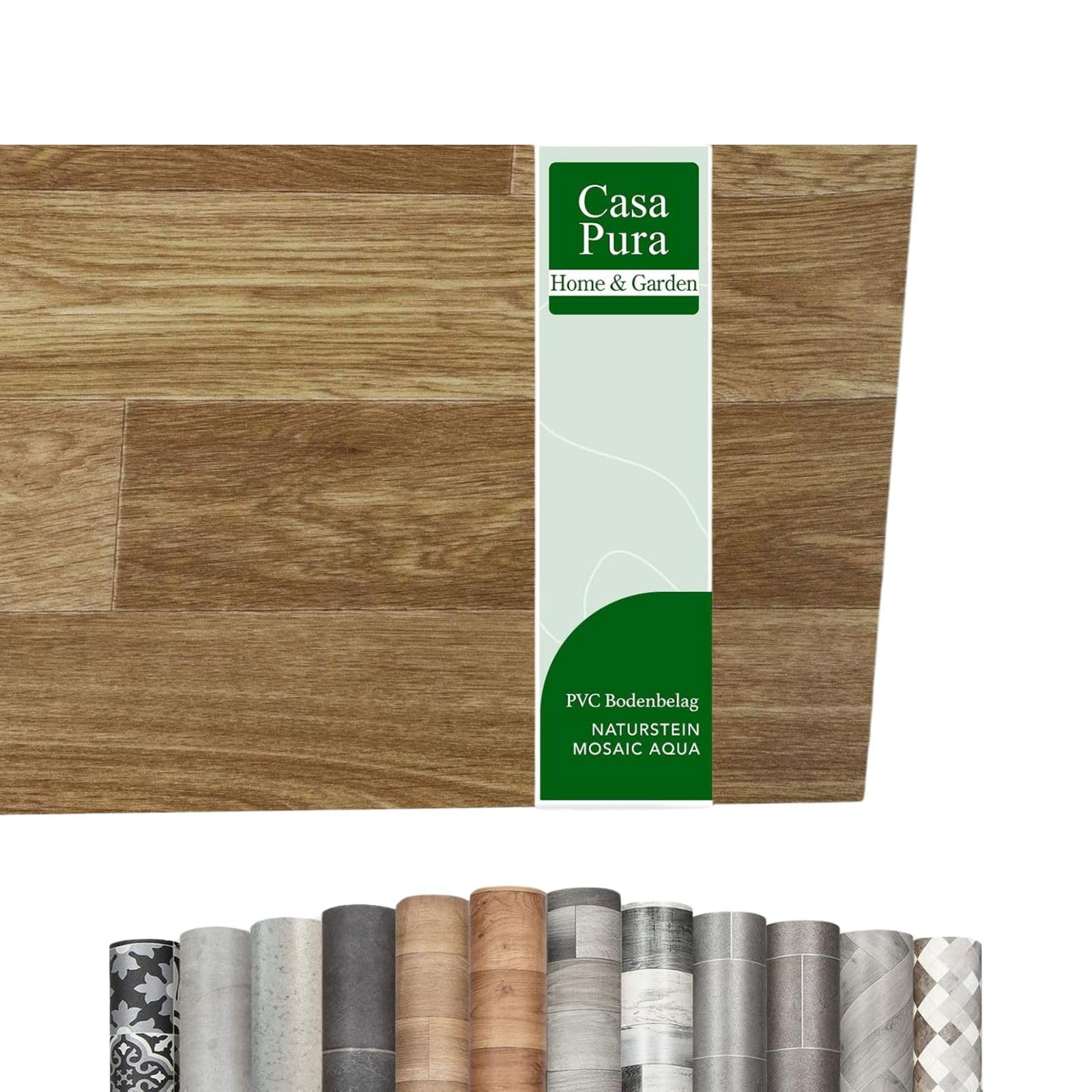 casa pura Vinyl Flooring Rolls by The Metre | Wood Effect, Tile Effect, Stone Effect PVC Flooring, Cushion Lino Floor Covering for Kitchen, Bathroom, Living Room (Westwood S02, 100 x 100 cm)
