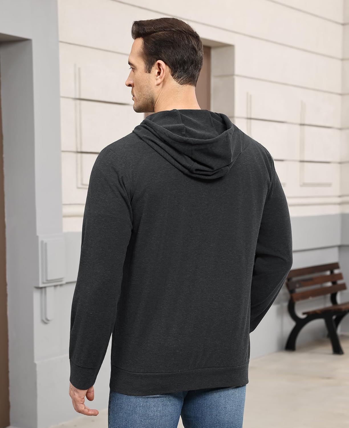 Susclude Men's Hooded Sweaters Long Sleeve Knitted Pullover Sweater Basic Casual Comfy Hoodies for Men with Kanga Pocket - Image 2