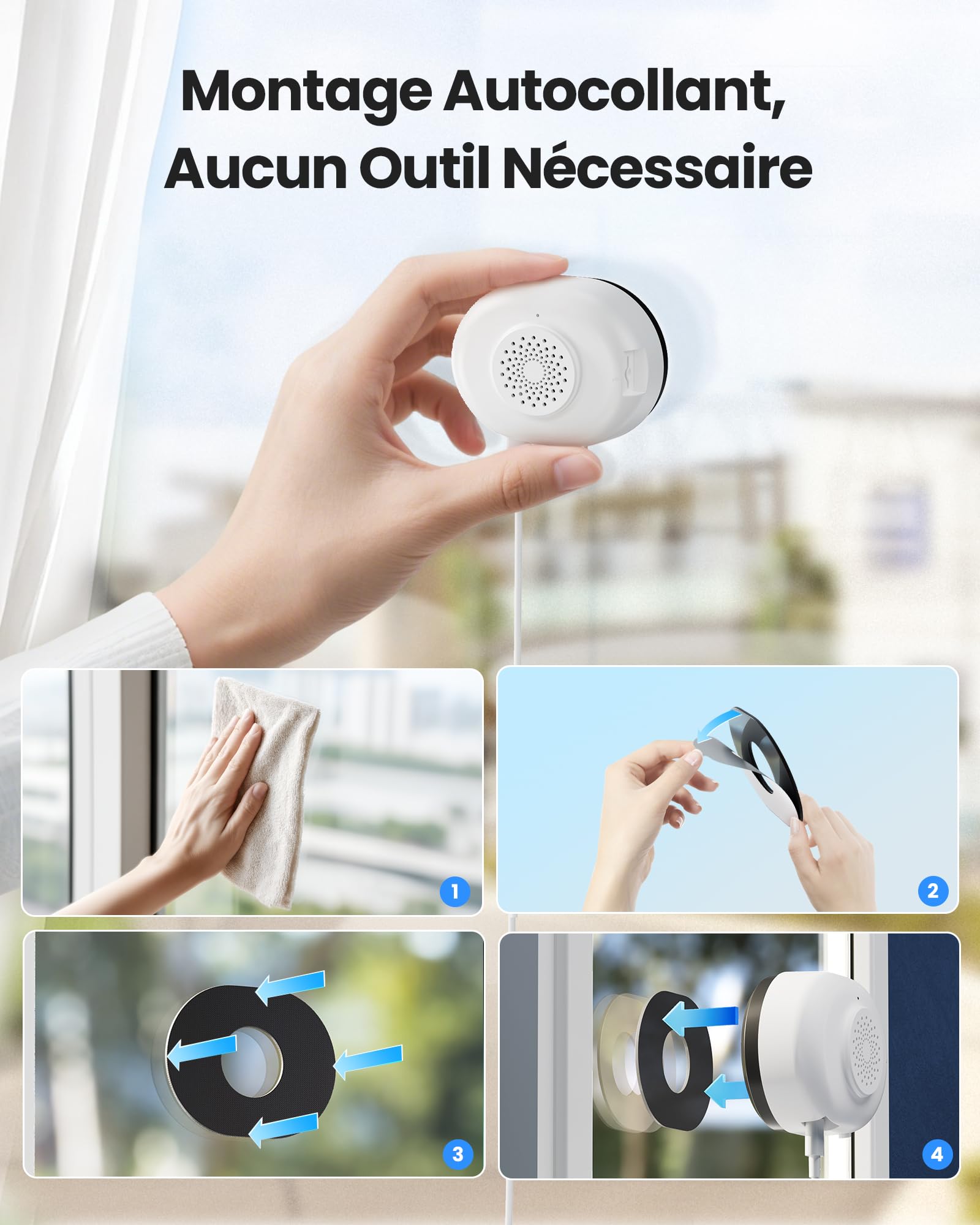 ZOSI Pack 1 Caméra Surveillance Fenêtre Intérieure Sécurité WiFi 2.4/5GHz | Vision Nocturne en Couleur Détection IA Humaine/Véhicule, Stockage Cloud/Carte Mémoire, C680