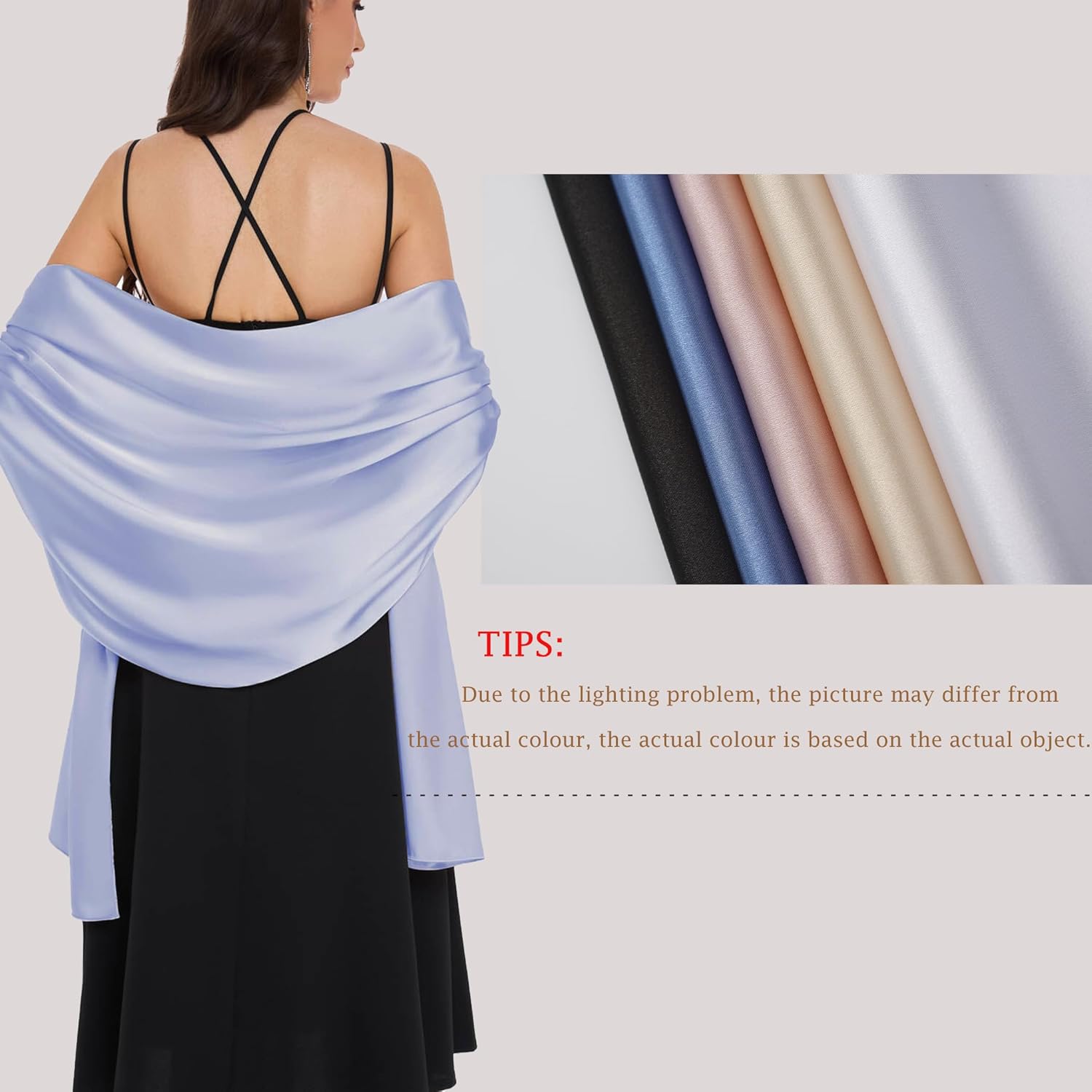 Shawls and Wraps for Evening Dresses Satin Shawl Wraps for Women Wedding Formal Shawl - Image 3