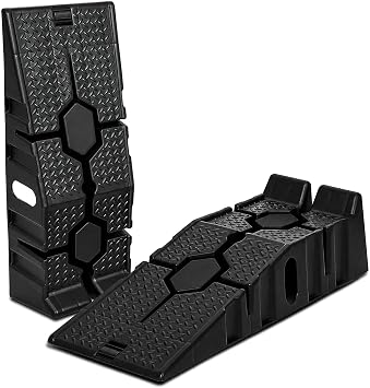 Magshion Car Ramps Set of 2, Auto Repair Lift Ramps with Anti Slip Grooves for Garage Workshop, Stackable Vehicle Ramps, 5000 lbs Capacity, Black, Plastic
