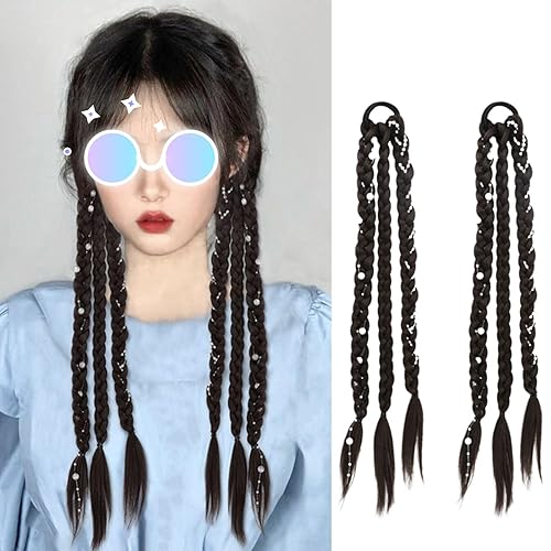 Sweet & Cool Pearl Boxer Braids: Tie-On Dual Ponytail Hairpiece