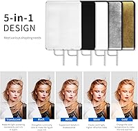 Vista 4 de Selens Bandera reflectora de luz de 18 x 24 pulgadas con marco, cubierta 5 en 1 y difusor dorado y plateado, negro y blanco para iluminación