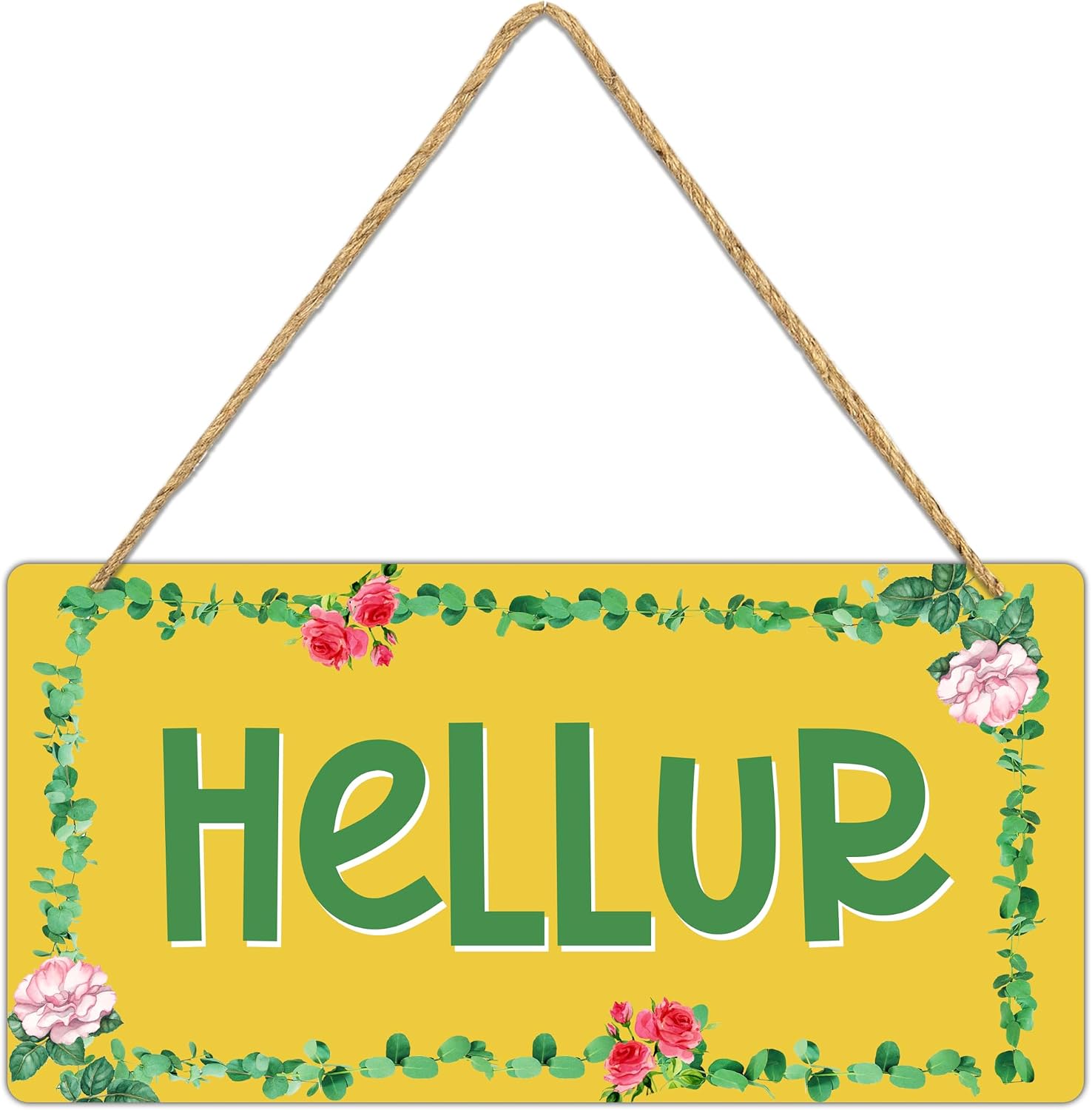 Decorative Hellur sign Funny hanging sign Welcome sign Hellur door sign Porch sign Funny porch sign Patio sign Round door hanging Wooden 12 * 6 inch sign For home coffee Beer bar