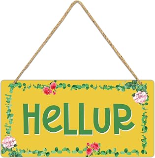 Decorative Hellur sign Funny hanging sign Welcome sign Hellur door sign Porch sign Funny porch sign Patio sign Round door hanging Wooden 12 * 6 inch sign For home coffee Beer bar