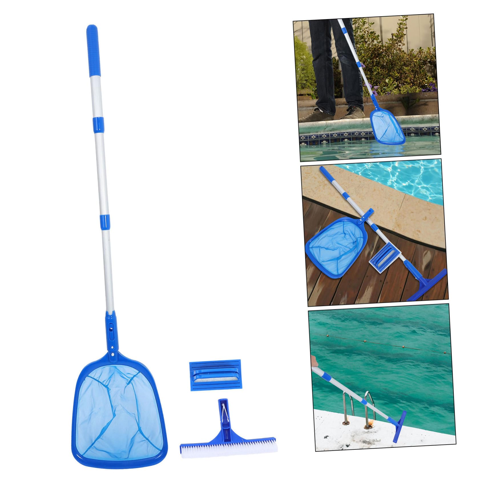 Toddmomy Kit de Limpieza de Piscinas con Poste Telescópico y Rastrillo de Malla para Spas, Equipo de Limpieza Eficaz para Decoración Verano y Mantenimiento de Piscinas Públicas