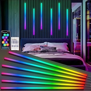 RGB+IC LED Akustikpaneele Beleuchtung, 6 Stück Intelligente Farbverfolgende Wandpaneele Beleuchtung mit Alexa & WLAN-App-Steuerung, DIY LED Streifen mit mehreren Farben (137 * 6cm)