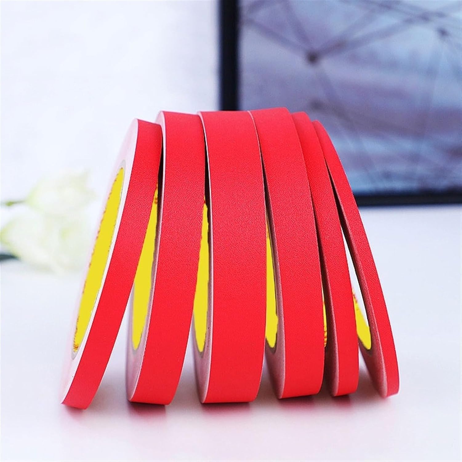 Cinta Adhesiva Decorativa de Borde de Pared, Impermeable, Rojo mate, 5CM(W)
