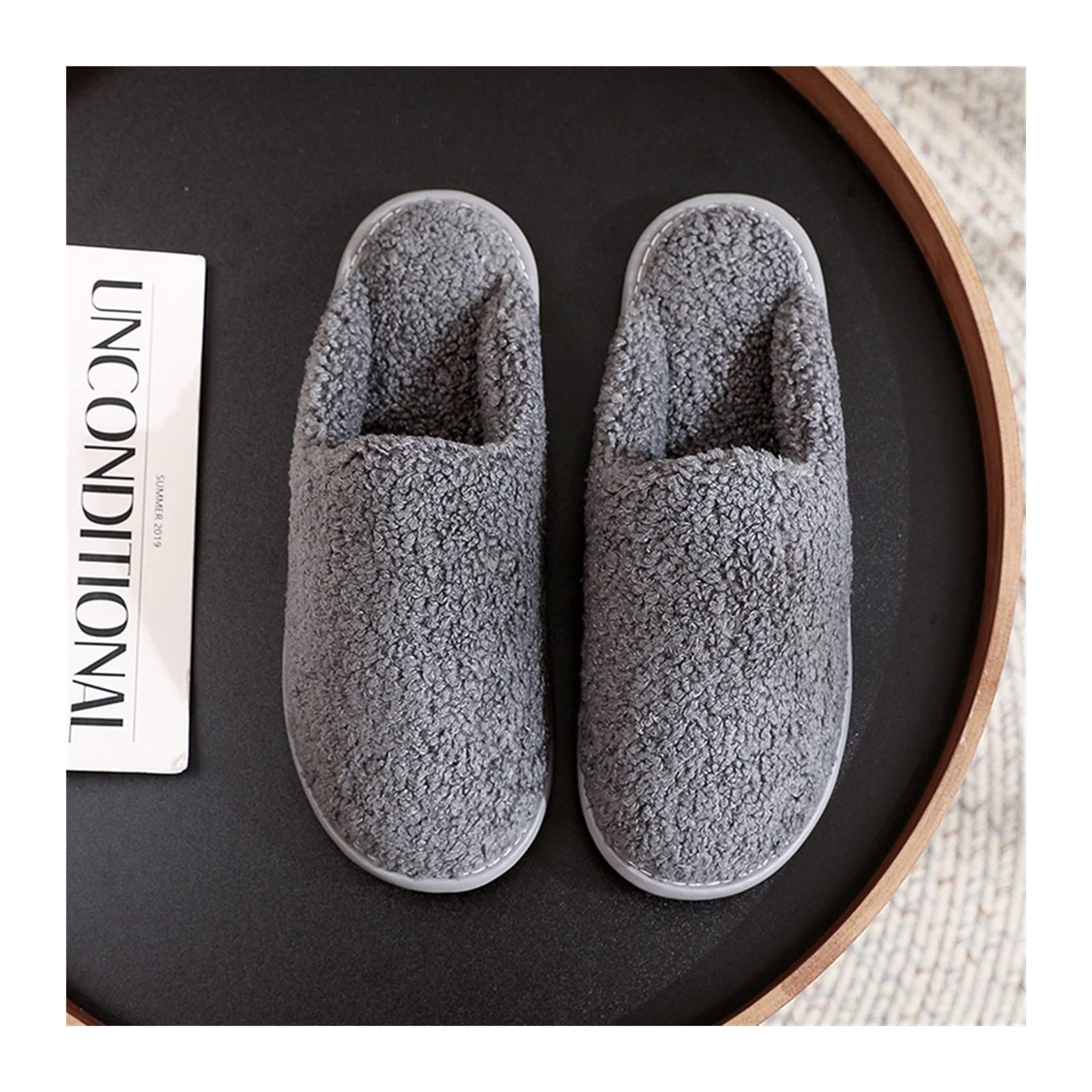 SUNESASUNESA House Slippers Memory Foam Closed Toe Slippers Warm Indoor Outdoor Comfy House Shoes for Men and Women (Color : 3, Size : 45-46)