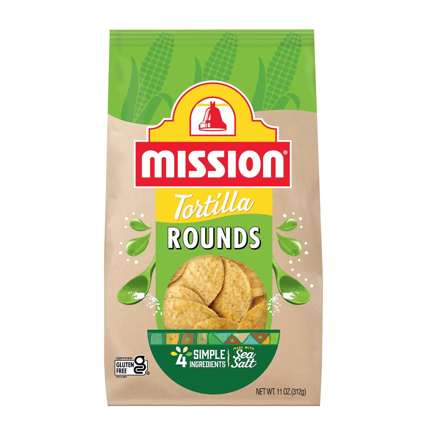 Mission Round Yellow Corn Tortilla Chips, 11 oz Bag - Gluten-Free, Crunchy Nacho Base with Sea Salt