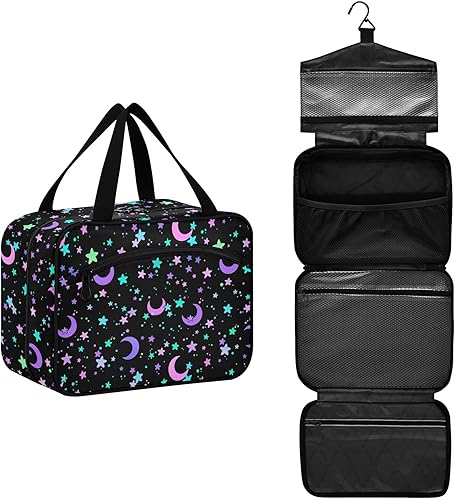 MNSRUU Neceser colgante para mujer, bolsa de aseo para mujer, diseño gótico, mariposa, calavera, azul, organizador de artículos de aseo portátiles,