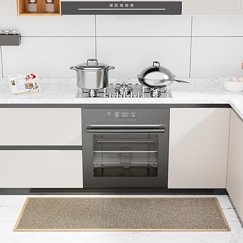 Vista 8 de Alfombra de cocina de goma antideslizante, lavable, absorbente para piso, lavable a máquina, para frente del fregadero, puerta, lavandería, entrada