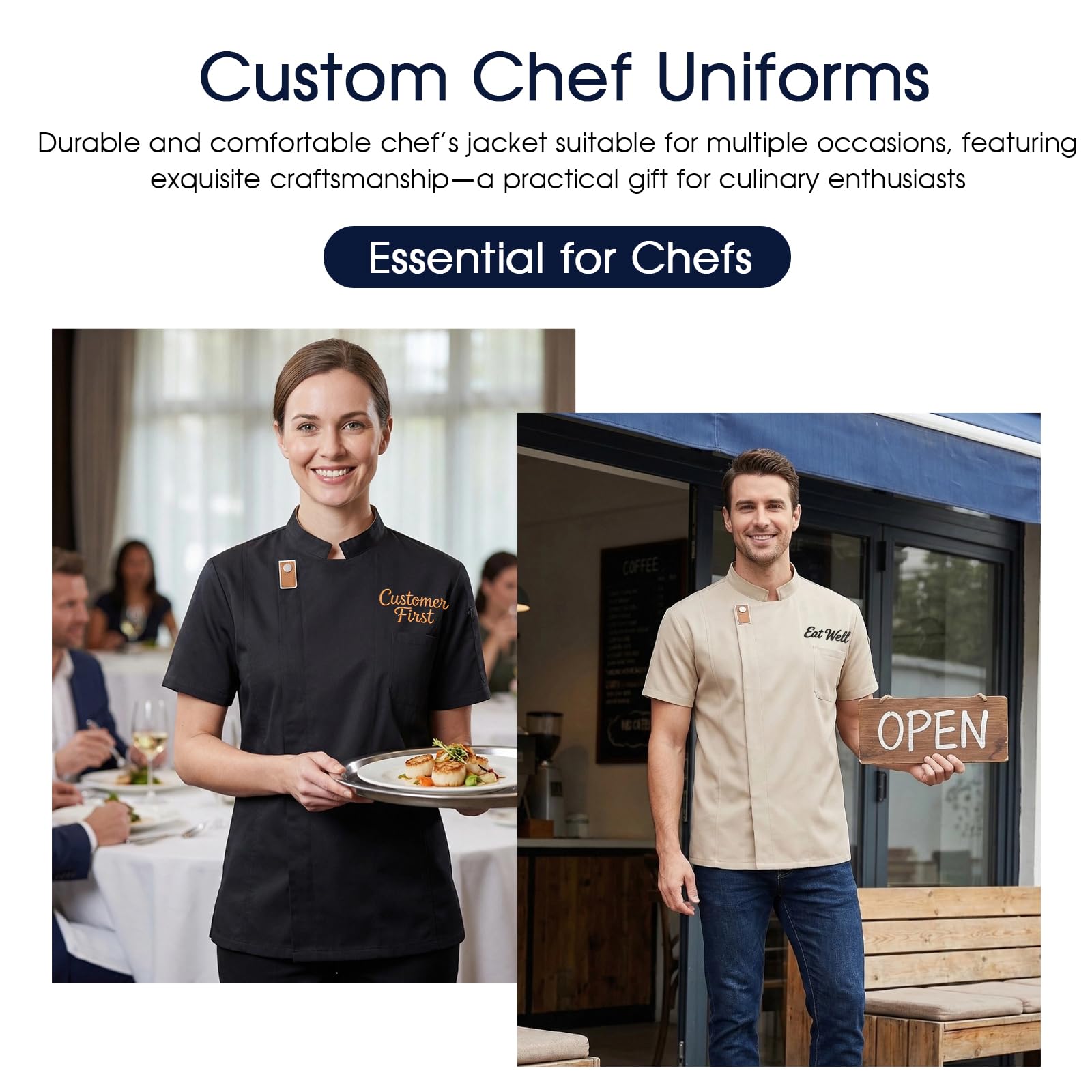 Giacca Da Chef Personalizzata Con Ricamo – Maniche Corte O Lunghe Per Uomo E Donna | Uniforme Professionale Da Cucina Per Hotel E Ristoranti - 5