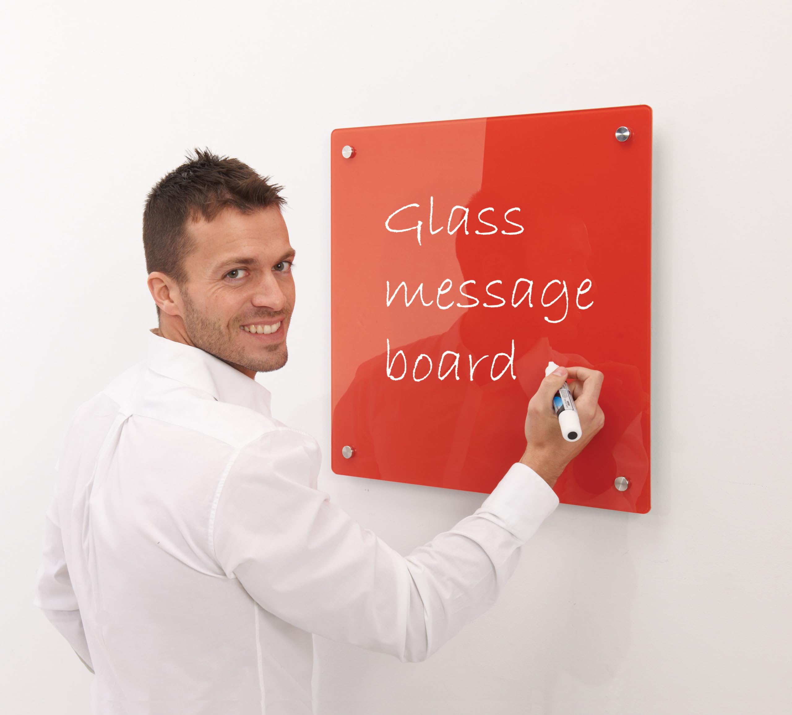 Wonderwall Magnetic Whiteboard 50 x 50cm, Red, Pack of 2, Pen Tray