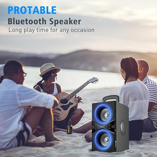 Miniatura 3 de Altavoces Bluetooth, altavoz Bluetooth inalámbrico TWS portátil con luces, altavoz Bluetooth fuerte de 100 dB con subwoofer de 80 W, tecnología