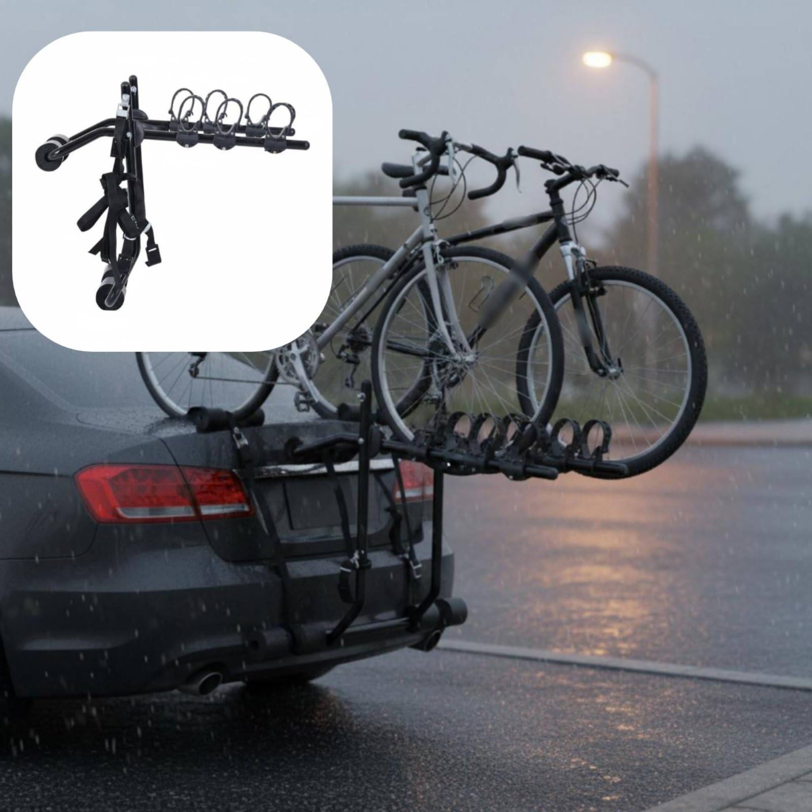 Fahrradträger Heckträger Fahrradhalterung Auto Fahrradständer mit Rutschfesten Klemmen Und Verstärkter Konstruktion aus Eisen Schwamm für Urlaub Fahrgemeinschaften Parkrunde