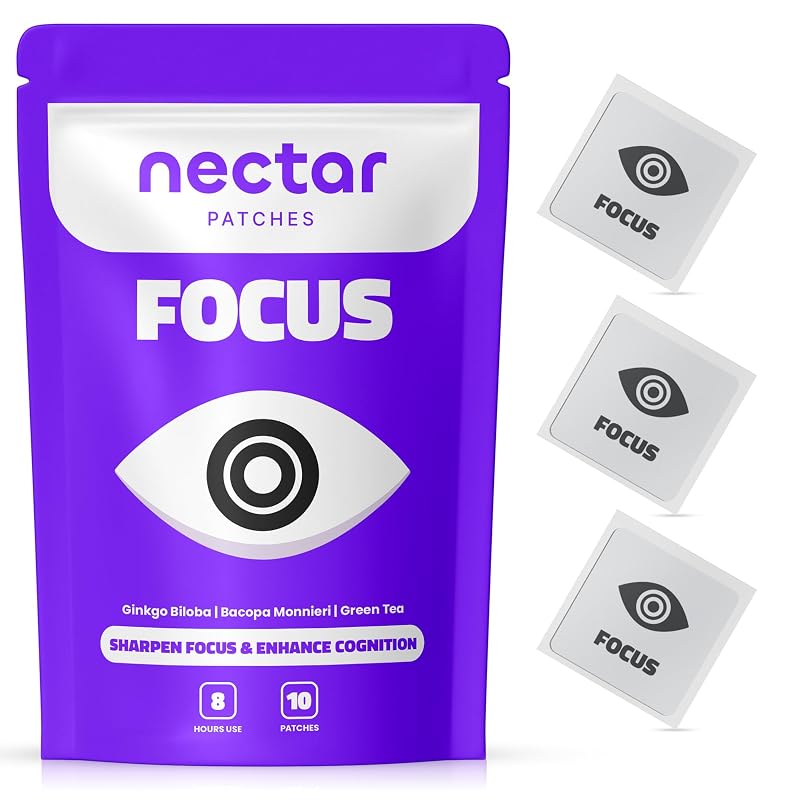 Nectar Patches, suplemento em adesivos com Bacopa monnieri, chá-verde, Ginkgo biloba e magnésio, 10 adesivos