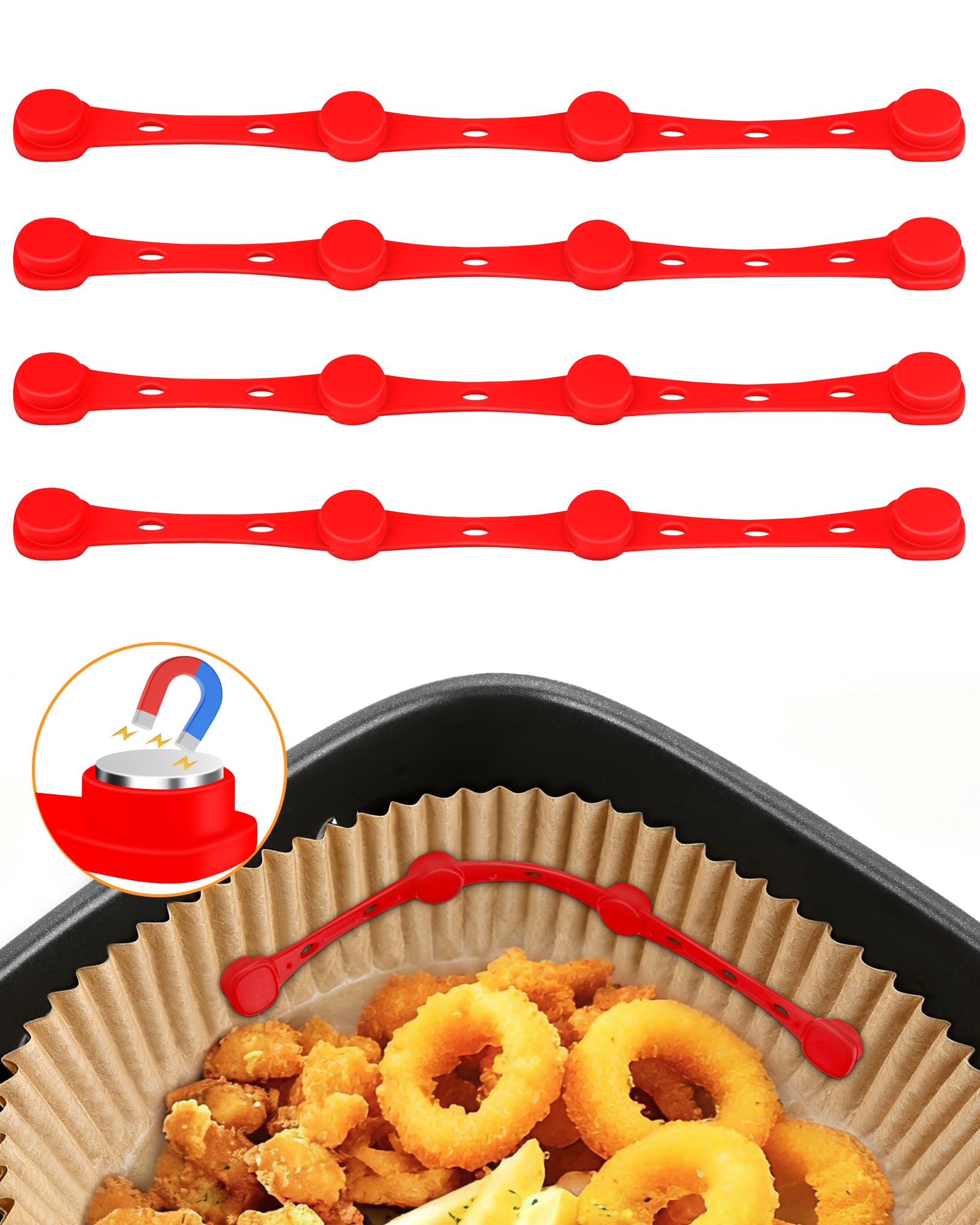 Imanes para Papel de Hornear Airfryer, Paquete de 4 Imanes de Silicona Evitan que el Papel para Hornear cubra los Alimentos, Accesorios para Freidora de Aire Caliente para Ninja, Philips, Cosori — view 8
