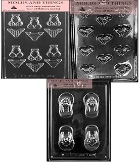 Flip Flop chocolate candy mold, Bikni Top chocolate candy mold and Bikni Bottom chocolate candy mold Sun glasses chocolate candy mold Copyrighted Molding Instructions