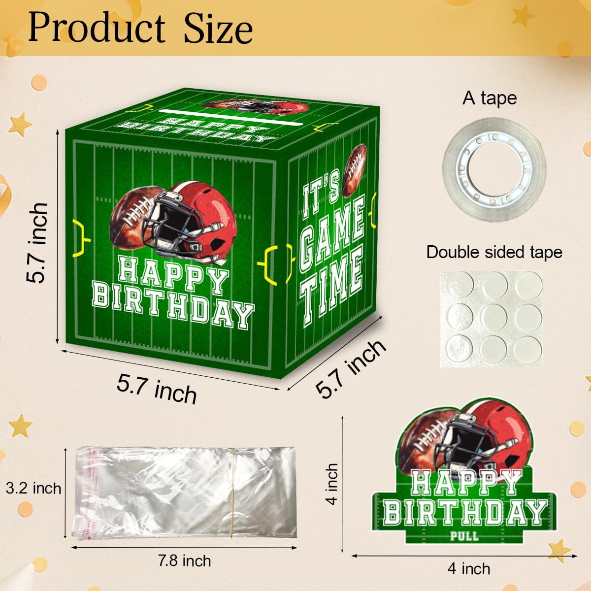 ChillHui Football Birthday Money Gift Boxes for Cash, Sports Football Birthday Money Pull Box for Boys Girls image 3