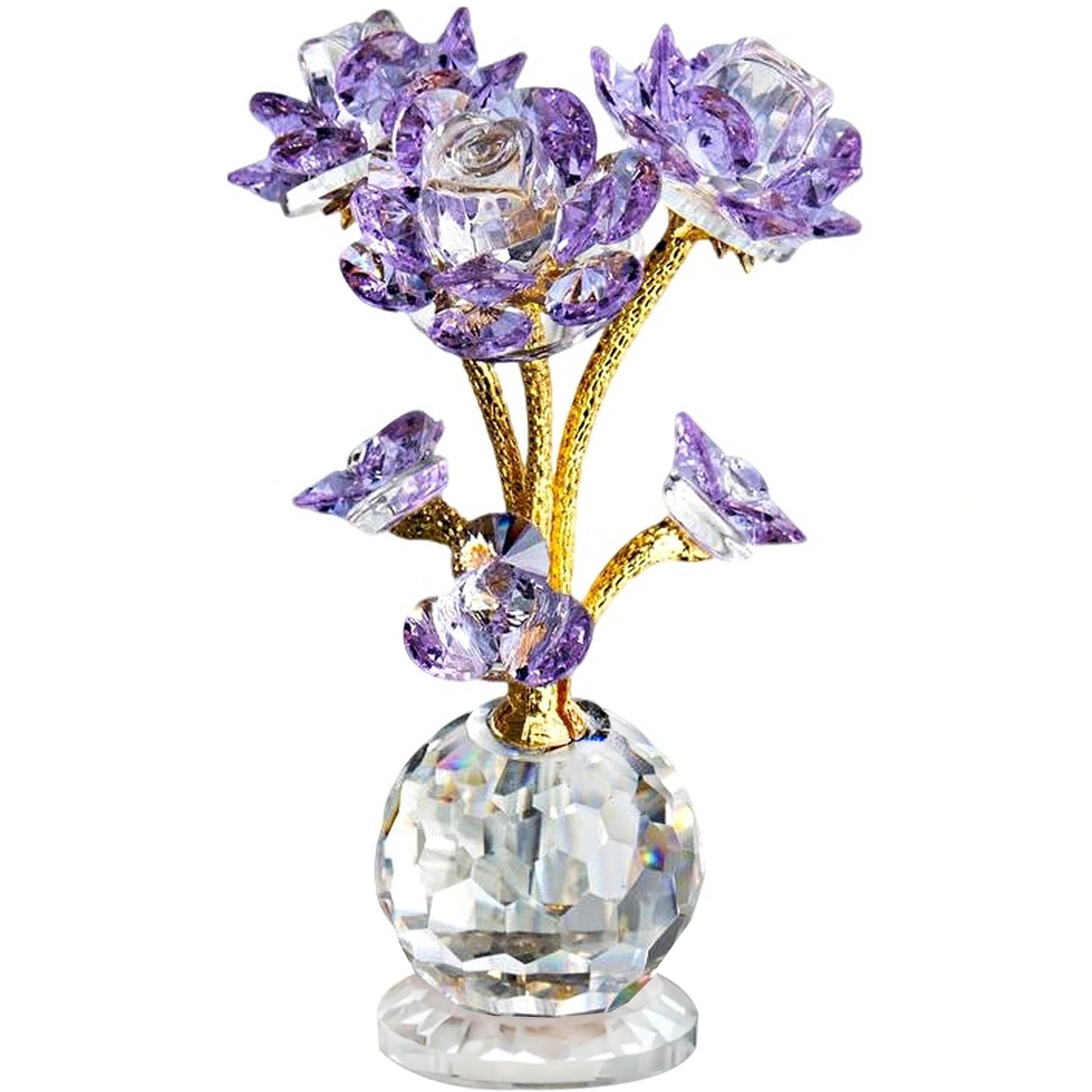 Figurine rose en cristal violet décoration d'intérieur et centre de table de mariage QFkris