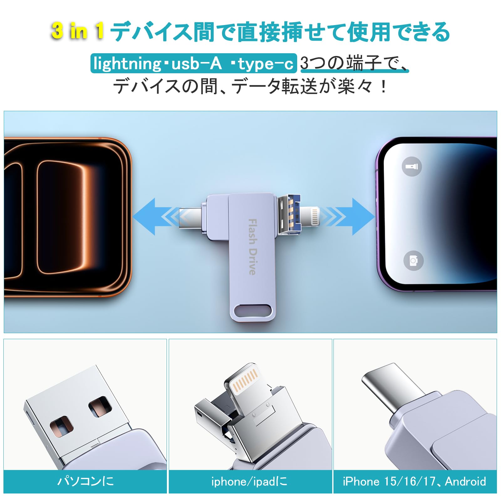 Amazon.co.jp: Vackiit「Apple MFi認証取得」128gb iPhone用 usbメモリ