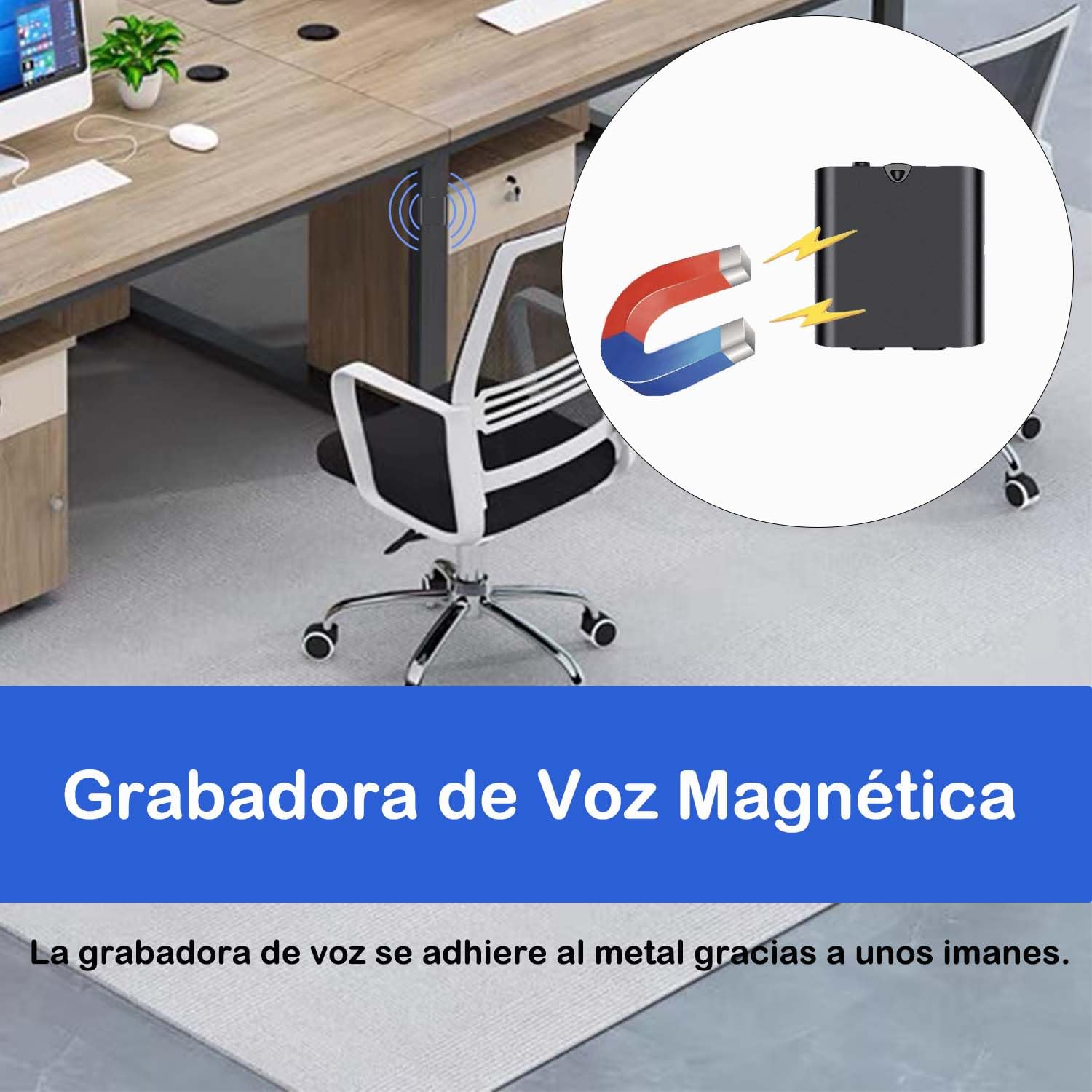 Grabadora de Voz, Mini Grabadora de Voz de 16 GB con Activación de Voz y Magnética, Grabadora de Voz Recargable USB para Reuniones, Entrevistas, Conferencias