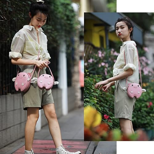 Miniatura 6 de POPSEWING Bolsa de cerdo volador, kit de bricolaje para niñas, kit de trabajo de cuero para bolsa, kit de costura para bolsa de hombro, kit de cuero