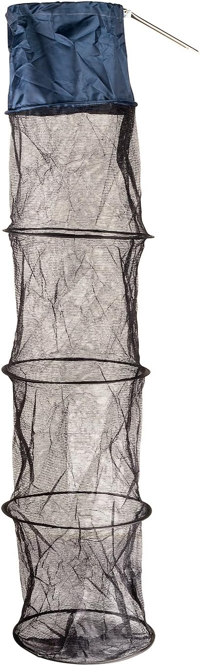 Fish Basket Traps Cage, 5 Layers Collapsible Fish Basket Net with Steel Stakes, Portable and Durable Lobster Trap Mesh Storage for Holding Fish (50 Inch)