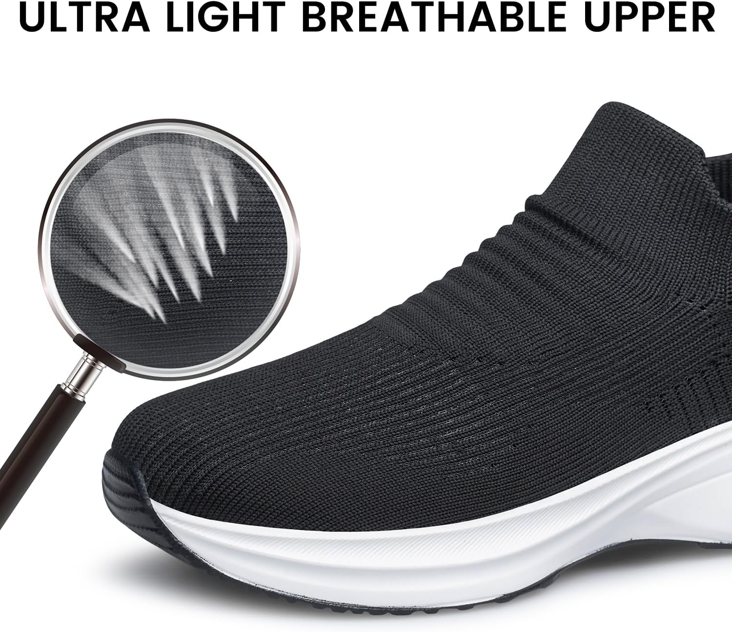 BQQ Mens Walking Shoes Sock Casual Fashion Sneakers Comfortable Slip On Air Cushion Workout Athletic Gym Running Shoes