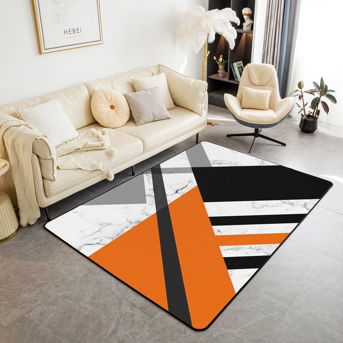Tapis impression 3D flanelle aux lignes géométriques et toucher doux
