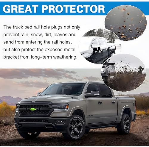 Miniatura 5 de Shademax Ajuste personalizado para fundas de bolsillo de estaca 2019, 2020, 2021, 2022 2023 Dodge Ram 1500 tapones de orificio de riel de caja de