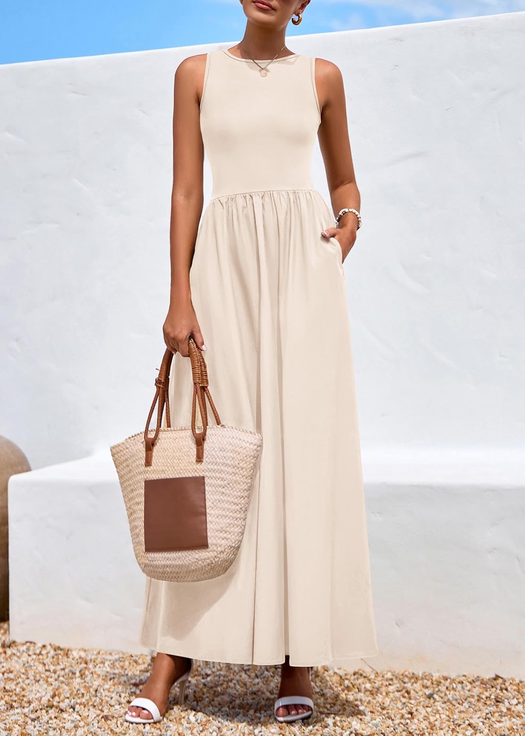 KIRUNDO Summe Sleeveless Maxi Dresses for Women 2026 Spring Wedding Guest A Line Tank Elegant Flowy Beach Long Sundress - Image 4