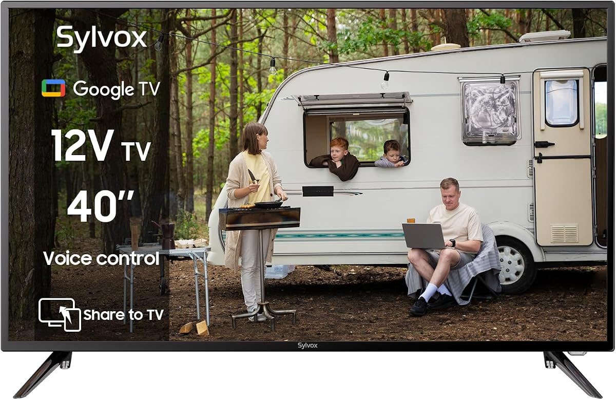 SYLVOX 40 inch RV TV, 12V TV for RV Camper, 1080P Smart TVs Flat Screen | DC/AC Power, 9-32V, Low Energy Consumption, Seismic Design, Support Bluetooth WiFi, for Car RV Camper Truck & Home Kitchen