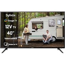 SYLVOX 40" 12V TV for RV, 12-24V DC/110V AC Powered Smart Television, 1080P FHD Google TV with Voice Assistant, WiFi Bluetooth, for Camper Truck Marine & Home