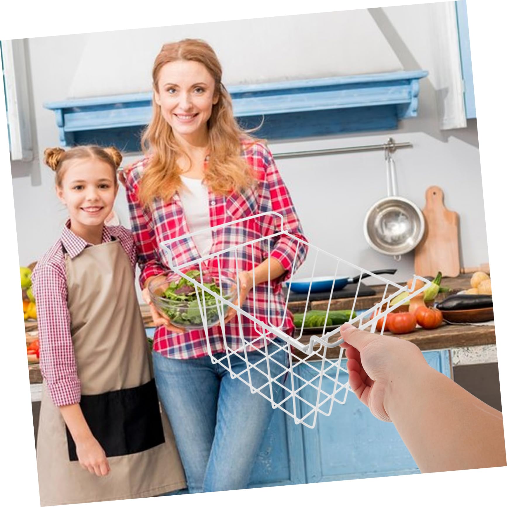 Cesta de Capacidad Blanco, Diseño Gran Ahorrador de Espacio Alambre Hierro Fácil de Limpiar para Congelador y Refrigerador