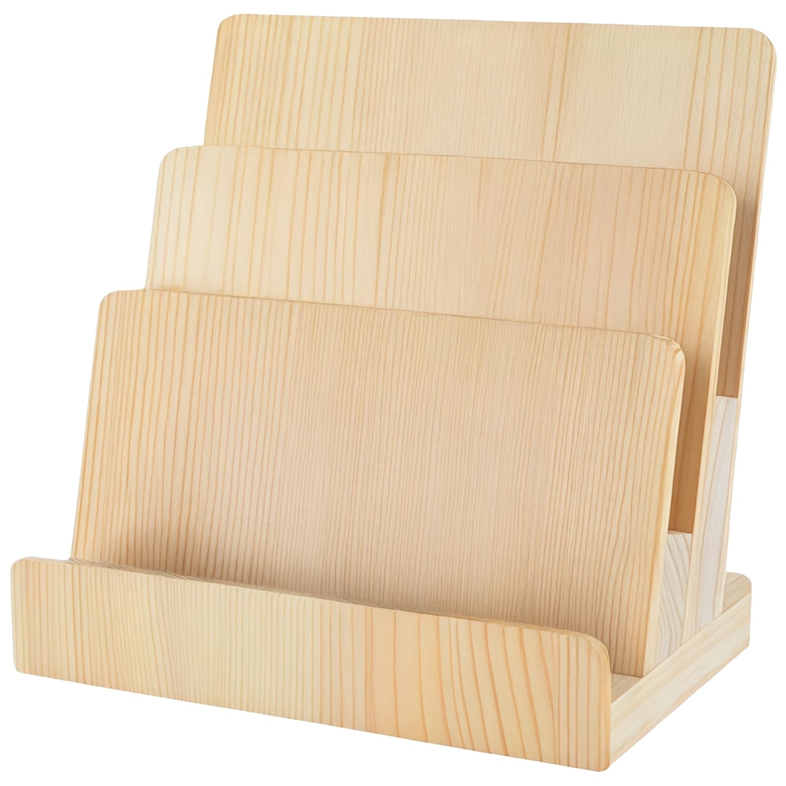 3-Tier Wooden Literature Organizer and Card Display Stand, Office Desk Organizer, Pamphlet Holder for Menus and Brochures, Sleek Modern Design, Ideal for Office Desks and Display Tables
