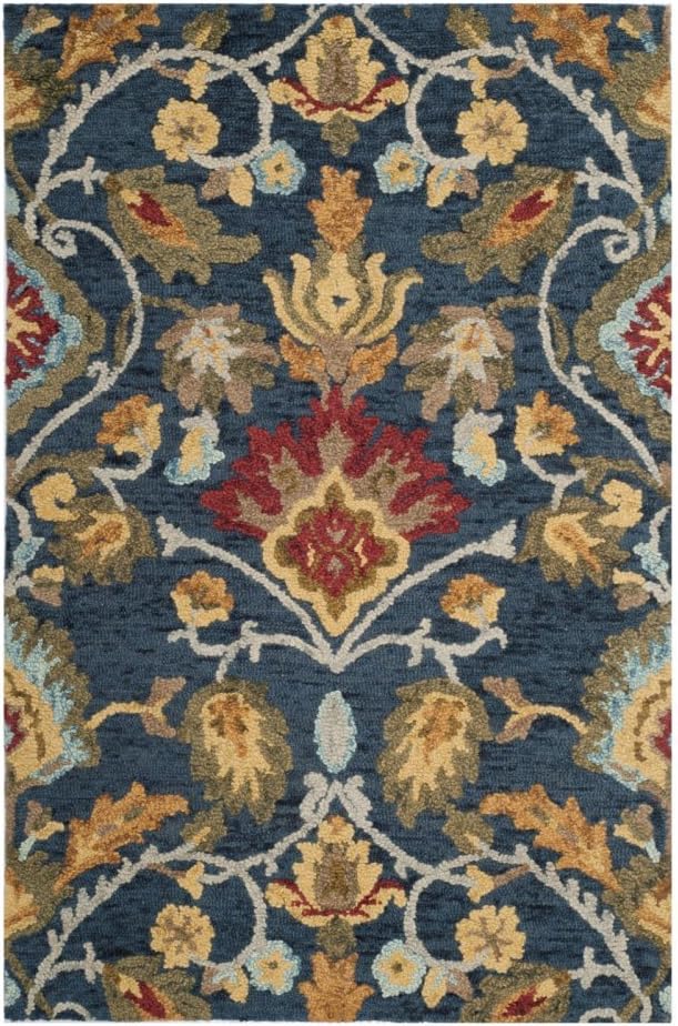 SAFAVIEH Blossom Collection 2'3" x 8' Navy / Multi BLM402A Handmade Premium Wool Runner Rug : Everything Else