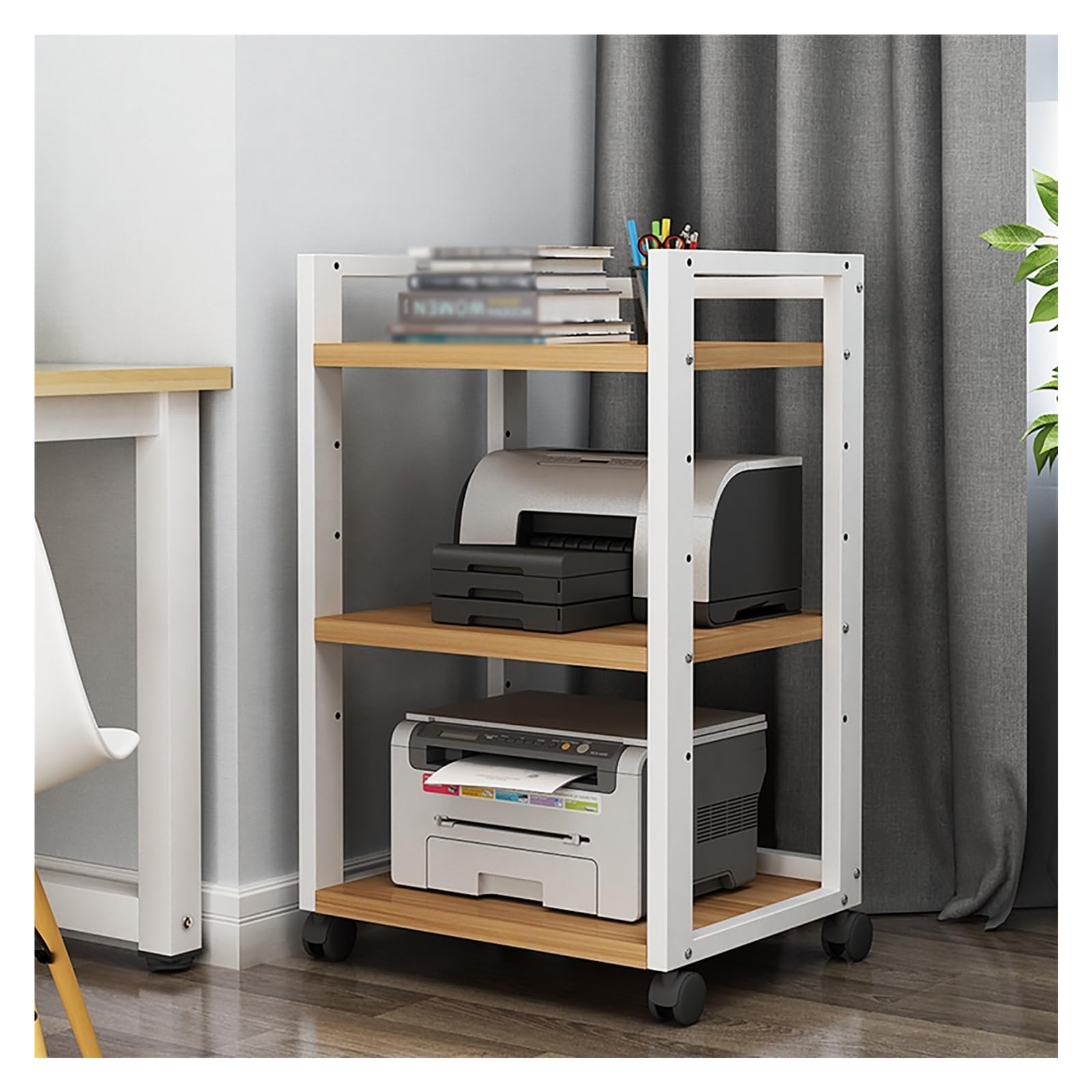 Mueble Equipo Hifi Estante para equipos de audio con ruedas, estante para medios de almacenamiento de DVD de 3 y 4 niveles de alta resistencia/bastidores y soportes de alta fidelidad para(C,3 Tiers)
