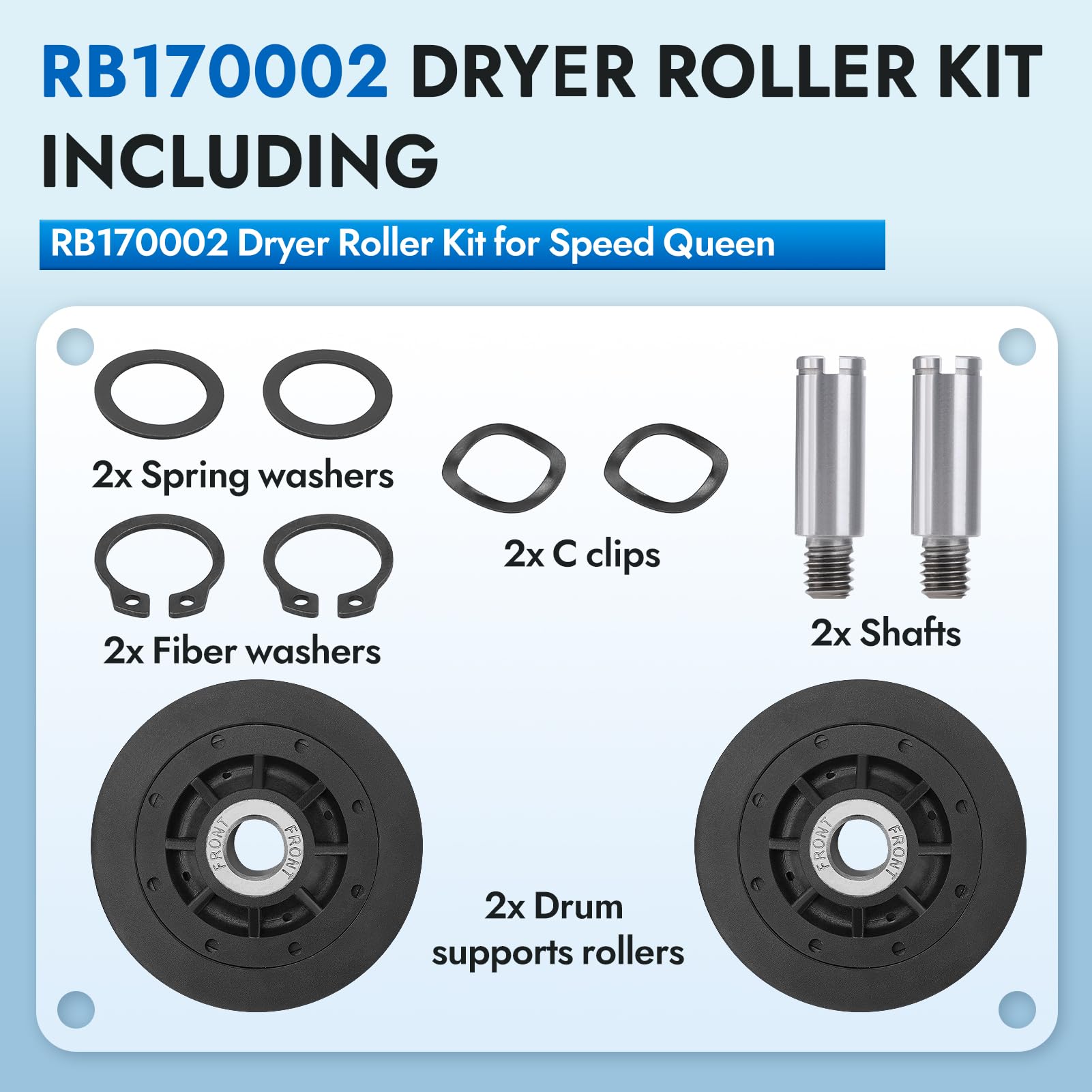 RB170002 Speed Queen - Kit de rodillos de secado para algunos secadores de Alianza y Speed Queen, reemplaza #3447593 AP5186795 PS12220620 EAP12220620