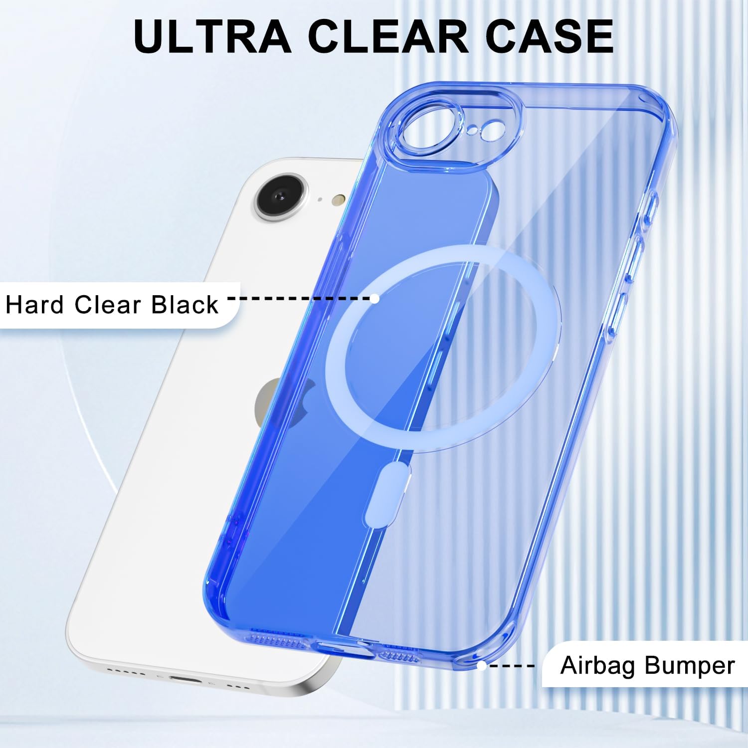 LoeoeL for iPhone 17e 16e Case Clear Mag Safe, Magnetic Transparent TPU Silicone Compatible with Magsafe Phone Case for Women, Slim Thin Glossy Non-Yellowing Bright Hard Plastic, Neon Blue image 4