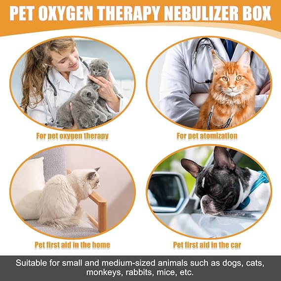 PakaLife Portable Atomization Tank Cat&Dog for Pet Cage,Dog&Cat Inhaler,Puppy Incubator&Cat Nebulizer,Built-in Ventilation for Pets Up to 30lbs(Large)