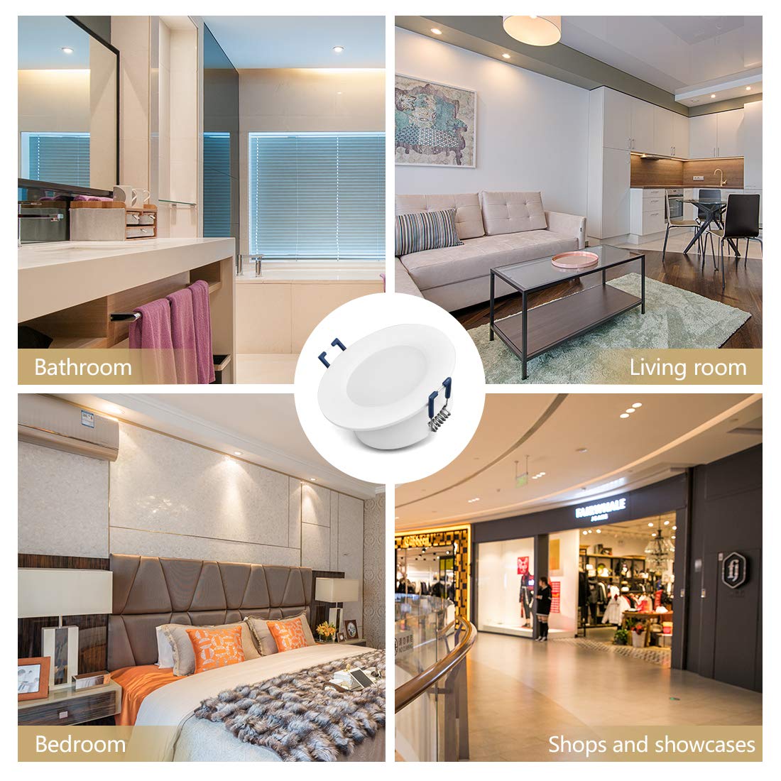 KYOTECH Faretti LED Incasso,set da 6,bianco caldo 3000K 6W 230V 500Lumen,luci ultrasottili da soffitto,IP44 può essere utilizzato in ambienti umidi (Bianca, Rotondo)