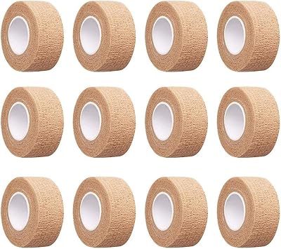 Skin Colour 1 Inch Wide Elastic Self- Adhesive Bandage Finger Tape,Wrap Bandages for Wrist and Ankle for Chair and Table Legs to Reduce Friction and noise-12pcs