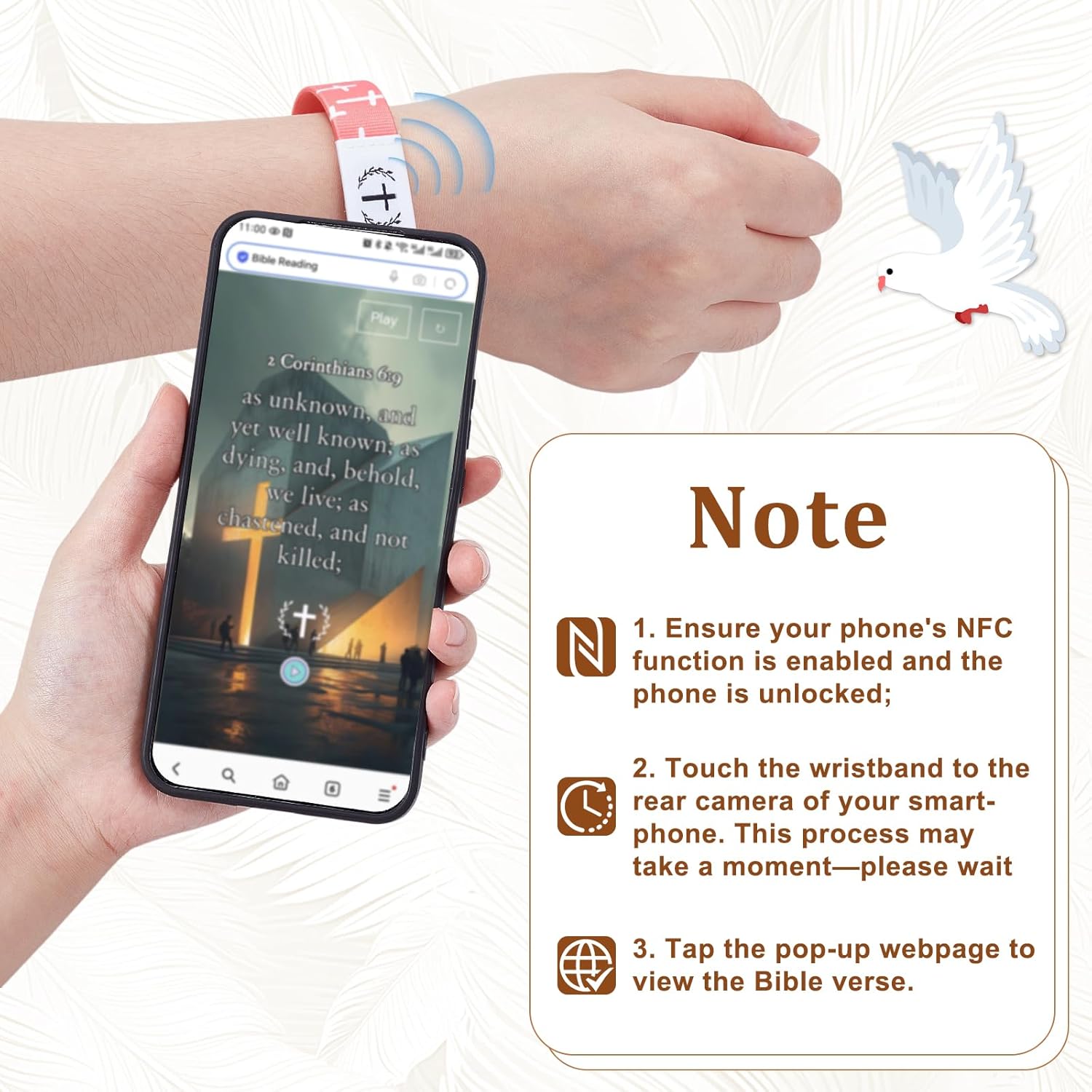 12Pcs Daily Bible Verse Bracelets for Women, Elastic Jesus Christian Bracelets Bulk with NFC Scan Inspirational Scripture Bracelet Christian Gifts for Men Employee Appreciation Gifts - Image 3